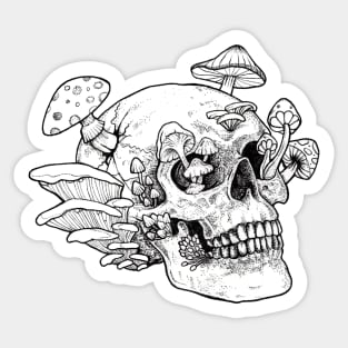 Skull and Mushrooms Sticker